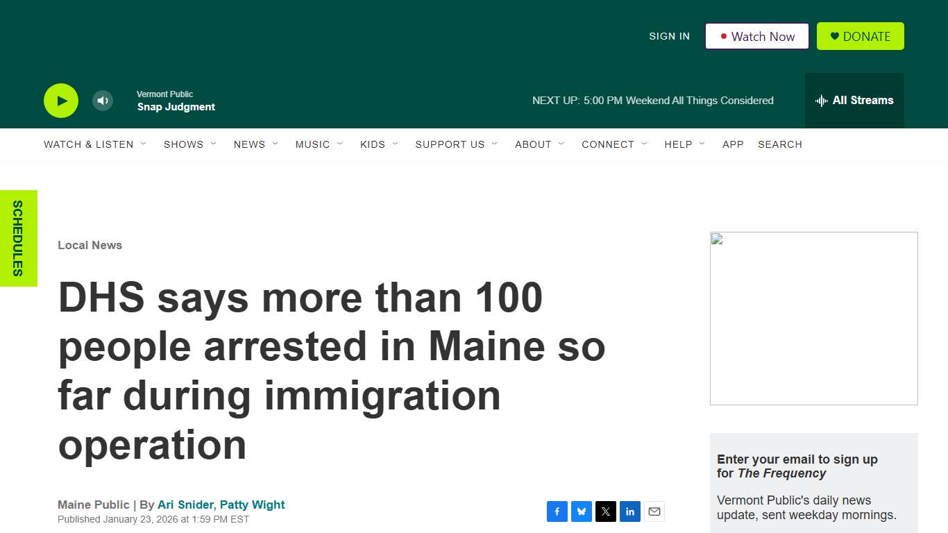 DHS says more than 100 people arrested in Maine so far during immigration operation Vermont Public